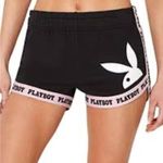 Playboy  Size Medium Black Pink Trim Dolphin Mini Lounge Shorts Photo 1