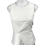 Monteau Women's White Sleeveless Ribbed Knit Zip Peplum Tank Blouse Top Size S Photo 0