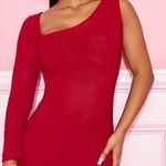 Pretty Little Thing Plt  Burgundy Asymmetric Bodycon Dress size 6 Photo 0