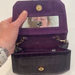 Lee Sands Vintage 1980s Purple Eel Skin Crossbody/Clutch Bag Snap Closure Mirror Photo 4
