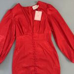 Hello Molly NWT Heart Eyes Red Long Sleeve Satin Mini Dress Photo 4