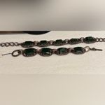 Talbots Green Faceted Emerald Cut Statement Necklace Texture Chain 21"L NWT Photo 9