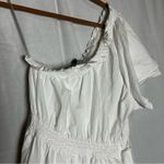 J.Crew White Smocked One-Shoulder Dress 100% Cotton Poplin Midi Dress Size Large Photo 3