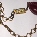 Vintage Gold Tone Red Green Egyptian Revival Beaded Chain Boho Necklace Photo 3