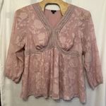 Torrid  Women's Plus Size 3XL‎ Pink Lace V-Neck Long Sleeve Top Blouse Photo 0