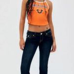 True Religion  Orange Graphic Tank Top Photo 0