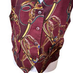 Brooks Brothers  Women’s Equestrian Maroon Vest 4 Button Rayon Medium VTG RARE Photo 2