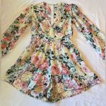 Faithfull the Brand Women’s Linen Floral Romper Yellow Pink Size 4 EUC Photo 0