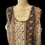 Petra Fashions Black, tan & brown pattern  sleeveless blouse. EUC. Photo 2
