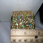 Gold Tone Large Chunky Iridescent Sparkle Cuff Bracelet Photo 9