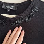 Laundry by Shelli Segal  Cropped Embellished Beaded Black Sweater, Size Medium Photo 5
