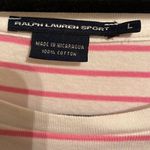Ralph Lauren Sport | Pink  & White Striped Long Sleeved Basic T-Shirt Top Large Photo 2
