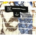 NWT INC Smocked Maxi Dress L Floral Print Blue Yellow White Cottage Romantic Size L Photo 3