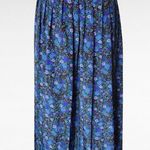 Leslie Fay Vintage Black & Blue Floral Pleated Midi Skirt Size 14P Photo 3
