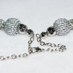 Source Unknown Vintage Shimmer Shine Silver Braided Beads Chunky Statemet Bib Necklace Photo 2