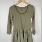 Free People  Sage Green Beach Aelia Drop-Waist Midi Dress Flared Women’s Sz M Photo 3