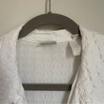 Norm Thompson White Casual Preppy Tencell Textured Beachy Collared Shirt sz M Size M Photo 2