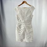 BLACK Saks Fifth Avenue Ruched Floral Pattern Dress‎ in White Size 6 Photo 2