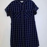 Monteau Navy and White Check Shirt Dress M Photo 0