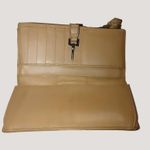 Gucci Leather Long Wallet Jackie Beige Suede Yellow Brown Accents Corduroy Photo 3