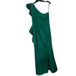 Mango Dark Green One-Shoulder Rose Ruffle Maxi Dress Size 8 Photo 1