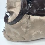 Coach Ashley Dotted Op Art Signature Carryall Fabric Patent Leather Brown Purse Photo 1