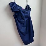Eliza J Navy Shimmery One Shoulder Ruffle Mini Shift Dress Formal 18W Photo 2