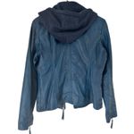 Sanovation Barcelona Blue 100% Sheep Skin Leather Bomber Jacket Women’s Small Photo 2