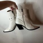 Topshop  Hadria Leather Cream Western Ankle Boots Pointed Toe Buckle Straps 39 Photo 3