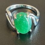 Green jade S925 silver ring size 8.75 Photo 0