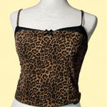 Edikted  Women's M Spaguetti Strap Lace Bow‎ Leopard Print Dainty Glam Top Photo 0