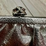 Vintage Silver Leather Kiss Lock Micro Clutch Party Event Evening Christmas NYE Photo 7