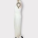 Bebe  Asymmetric Halter Dress Women's XS White Midi V-Neck Sleeveless Wrap Style Photo 3