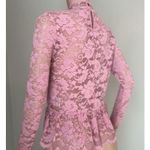 Ganni  Lace stretch TOP PINK Floral Size 34 Long Sleeve Turtleneck Blouse #101 Photo 10