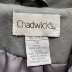 Chadwick's Classic Leather Jacket Blazer  Women’s Size 12 Gray Grey Photo 9