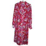 Trina Turk  Midi Shirt Dress Womens Size Small Pink Red Floral Long Sleeve Photo 2