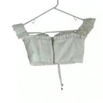 Meshki  Cropped White Top Ruffle Photo 2