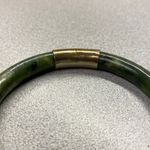 Vintage Jade Bangle Bracelet Gold Plated Clasp Chunky Bold Luck Lucky Green Photo 2
