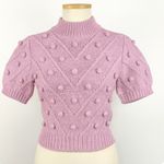 English Factory Lilac Pom Pom Puff Sleeve Sweater Women M Textured Popcorn Knit Photo 0