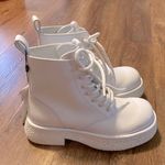 ZARA NEW White Leather Chunky SOLE Lace Up ANKLE BOOTS Photo 7