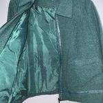Ryegrass Sea Moss Green Woven Faux Leather Trim Zip Up Jacket Large New With Tag Photo 3