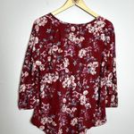 Lucky Brand  Red Floral V Neck Top Photo 4