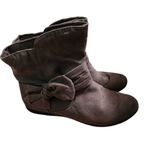 Rampage Women Brown Faux Suede Ruched Bow Ankle Boots Size 8.5 Photo 1