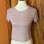 Live in the Moment Pink Striped Baby Doll Cropped T Shirt Photo 8
