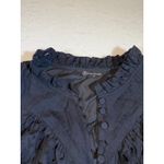 Pretty Garden Black Eyelet Puff Sleeve Ruffled Neck Button Up Blouse Top M Size M Photo 2