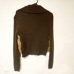 Vintage 90s UK Size 12 Brown Lambs Leather Wool Blend Ribbed Full Zip Jacket Photo 4