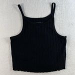 Aeropostale L Ribbed High Neck Cropped Cami Top Lettuce Hem Grunge Whimsy Goth Photo 2