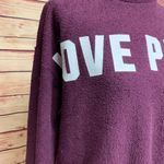 PINK - Victoria's Secret Victoria’s Secret PINK Burgundy Maroon Terry Cloth Oversized Sweater, Size XS Photo 1