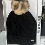 Steve Madden  2 Piece Gift Set~Black Pom Beanie & Black Crossbody‎ Purse~New~$88 Photo 1