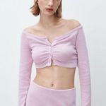 ZARA NWOT  SOFT RUCHED CROP CARDIGAN LARGE BLOGGERS FAV Photo 0